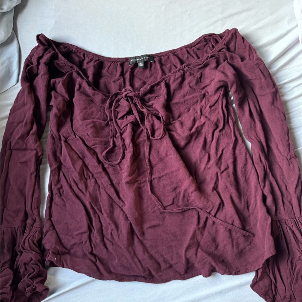 Kendall & Kylie Burgundy Off-Shoulder Top